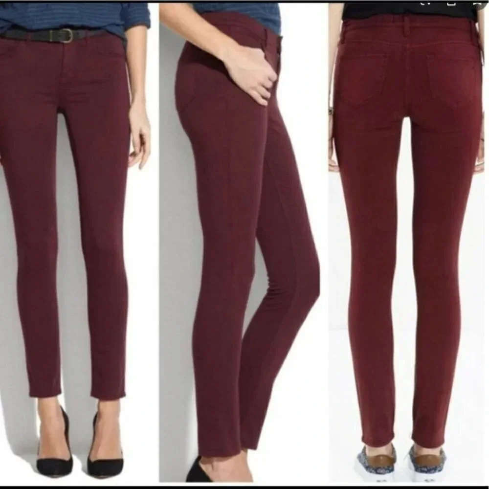 Madewell Skinny Skinny‎ Ankle Jeans 27 Burgundy Maroon Stretch Slim Fit 01114